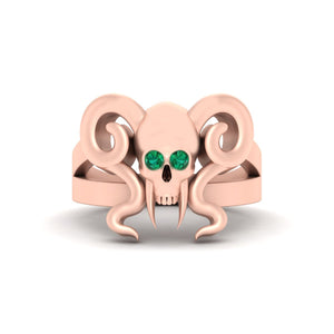 Vampire Skull Wedding Ring Vampire Teeth Horn Skull Gothic Ring