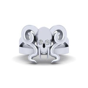 Vampire Skull Engagement Ring Sterling Silver Skull Ring Womens