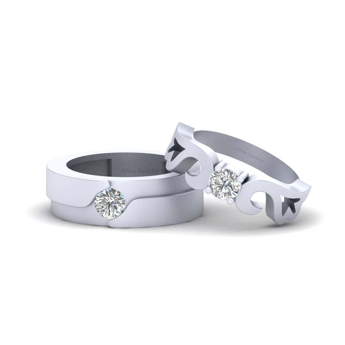 Solitaire Diamond Couple Rings