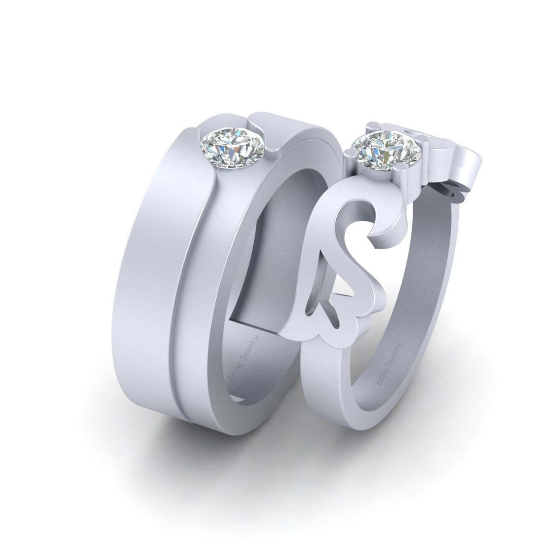 Solitaire Diamond Couple Rings