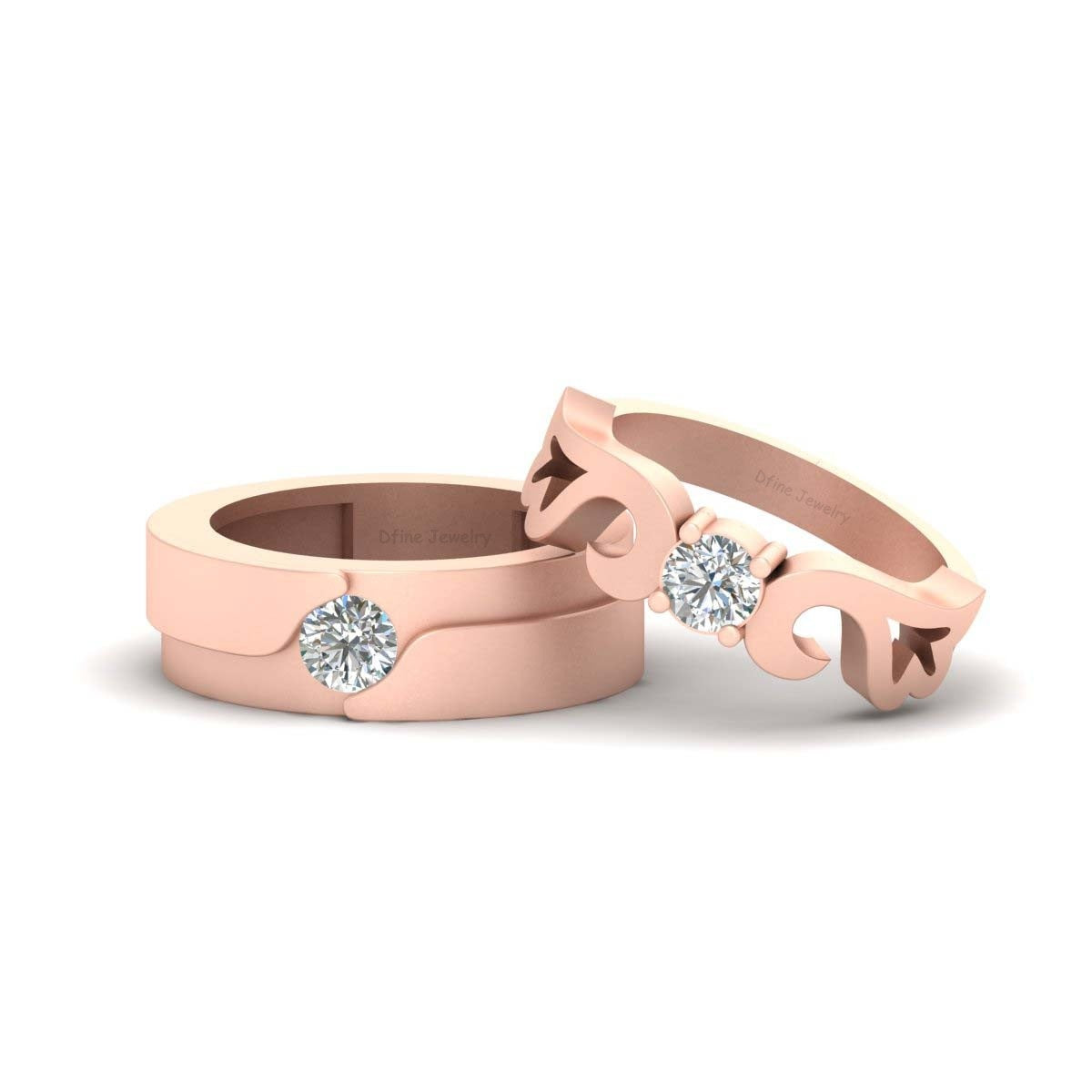 Solitaire Diamond Couple Rings