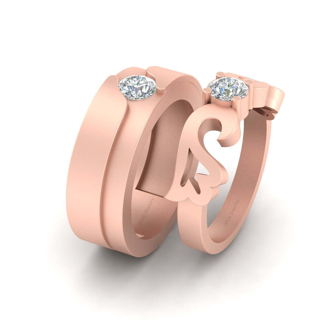 Solitaire Diamond Couple Rings