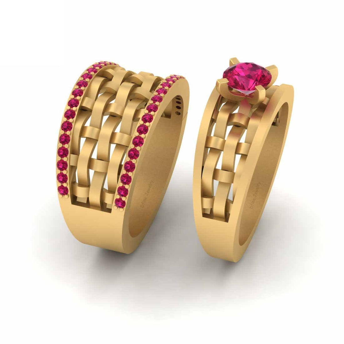 Mesh Couple Wedding Rings