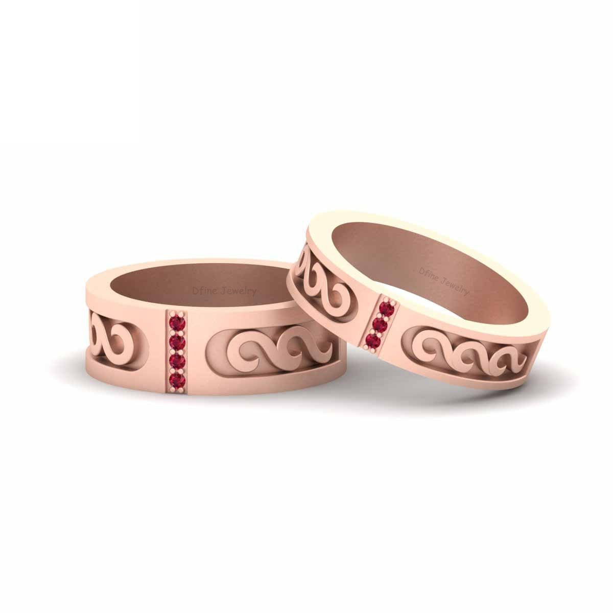 Ruby Engagement Band Set