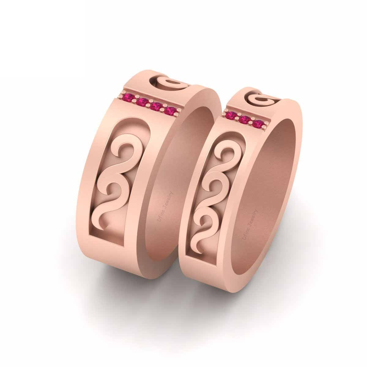 Ruby Engagement Band Set