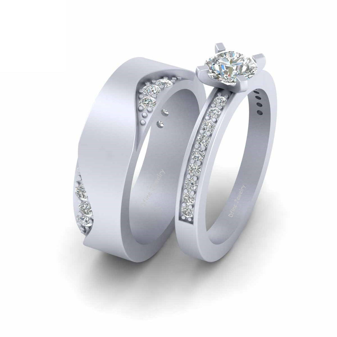 0.60CT Moissanite Wedding Ring Set