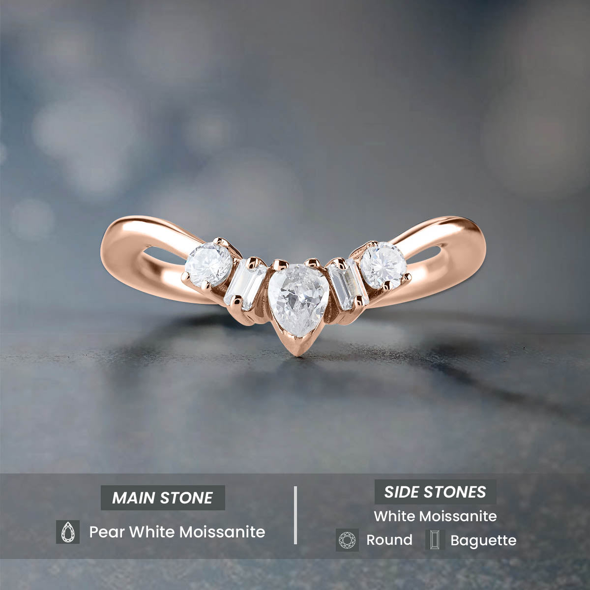 Diamond Wedding Ring Enhancer Engagement Ring Curved Stacking Rose Gold
