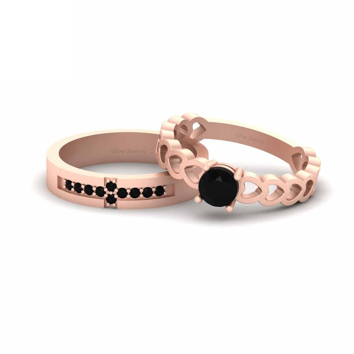 Onyx Heart Promise Ring Set