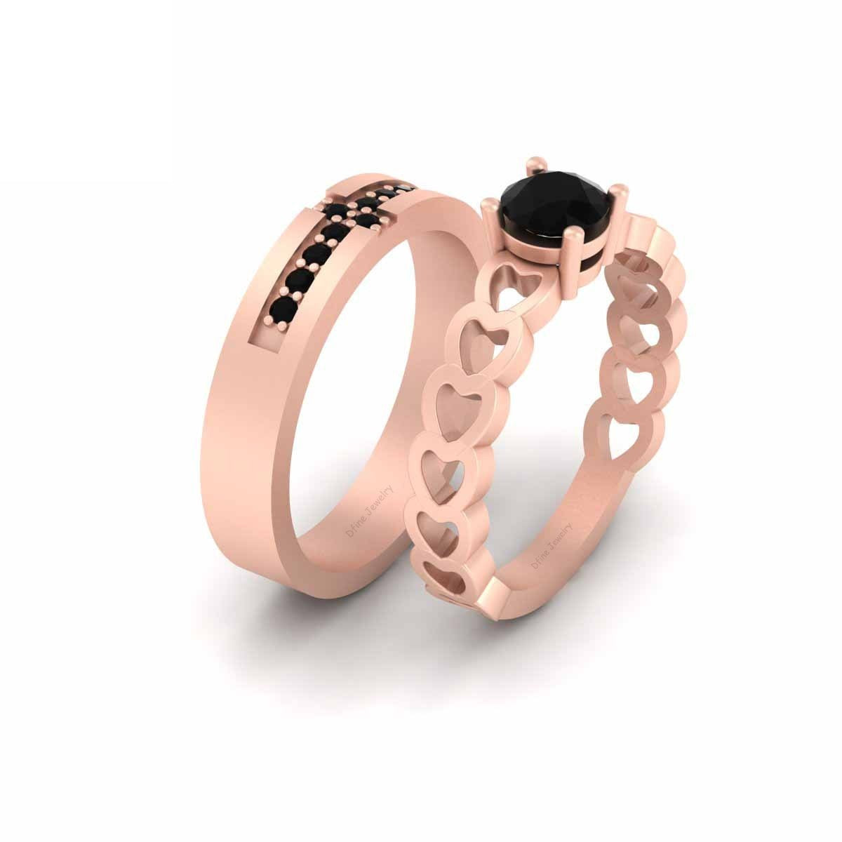 Onyx Heart Promise Ring Set