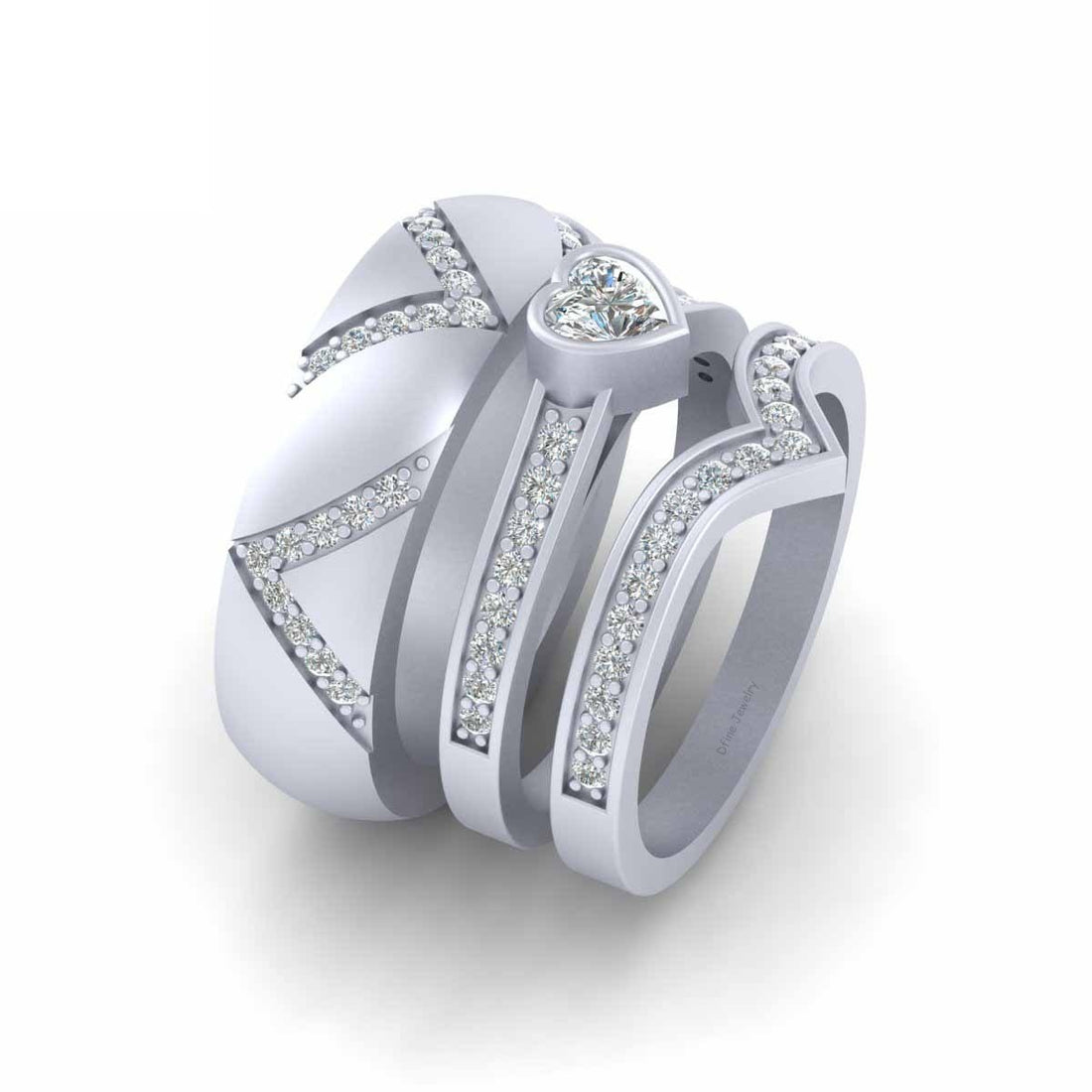 Heart Wedding Ring Sets