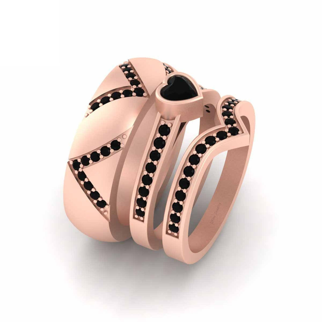 Heart Engagement Ring Set His and Hers