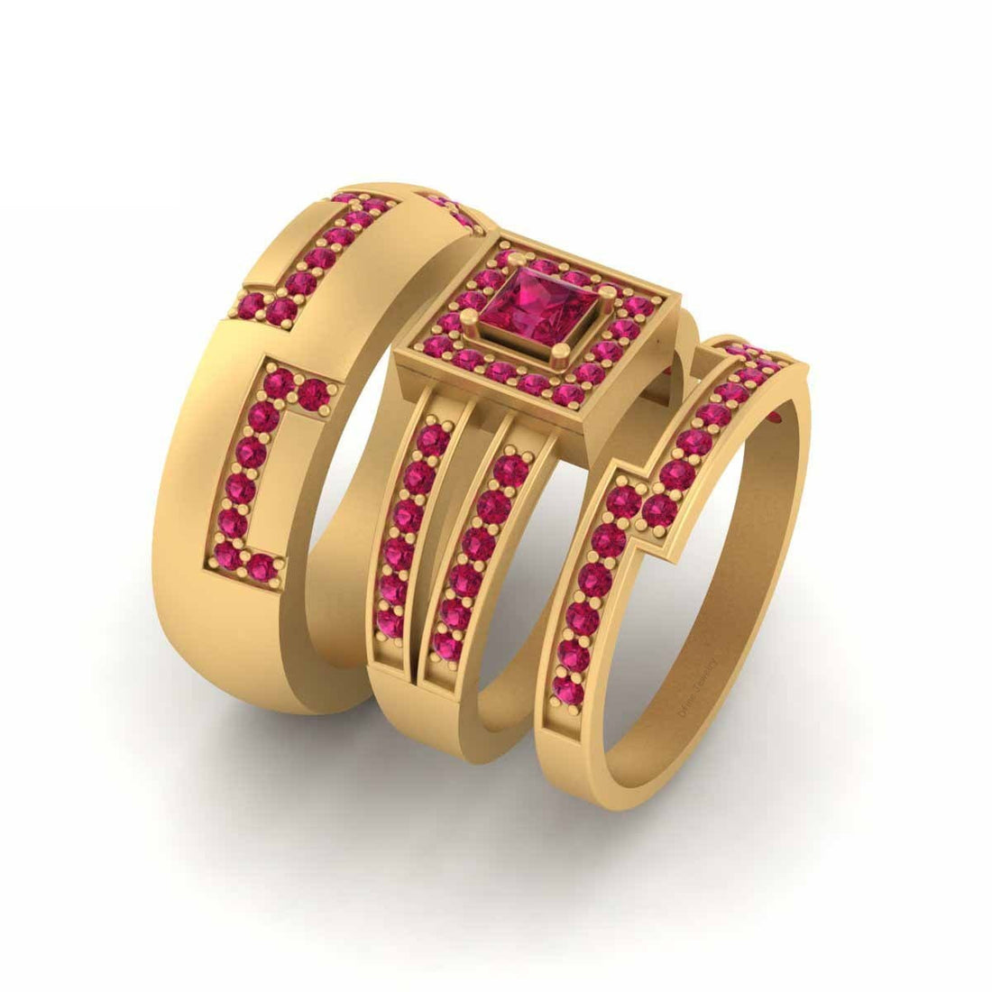 Gold Wedding Rings Set His and Her