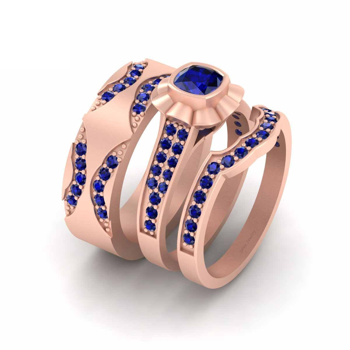 3 Piece Wedding Rings Set