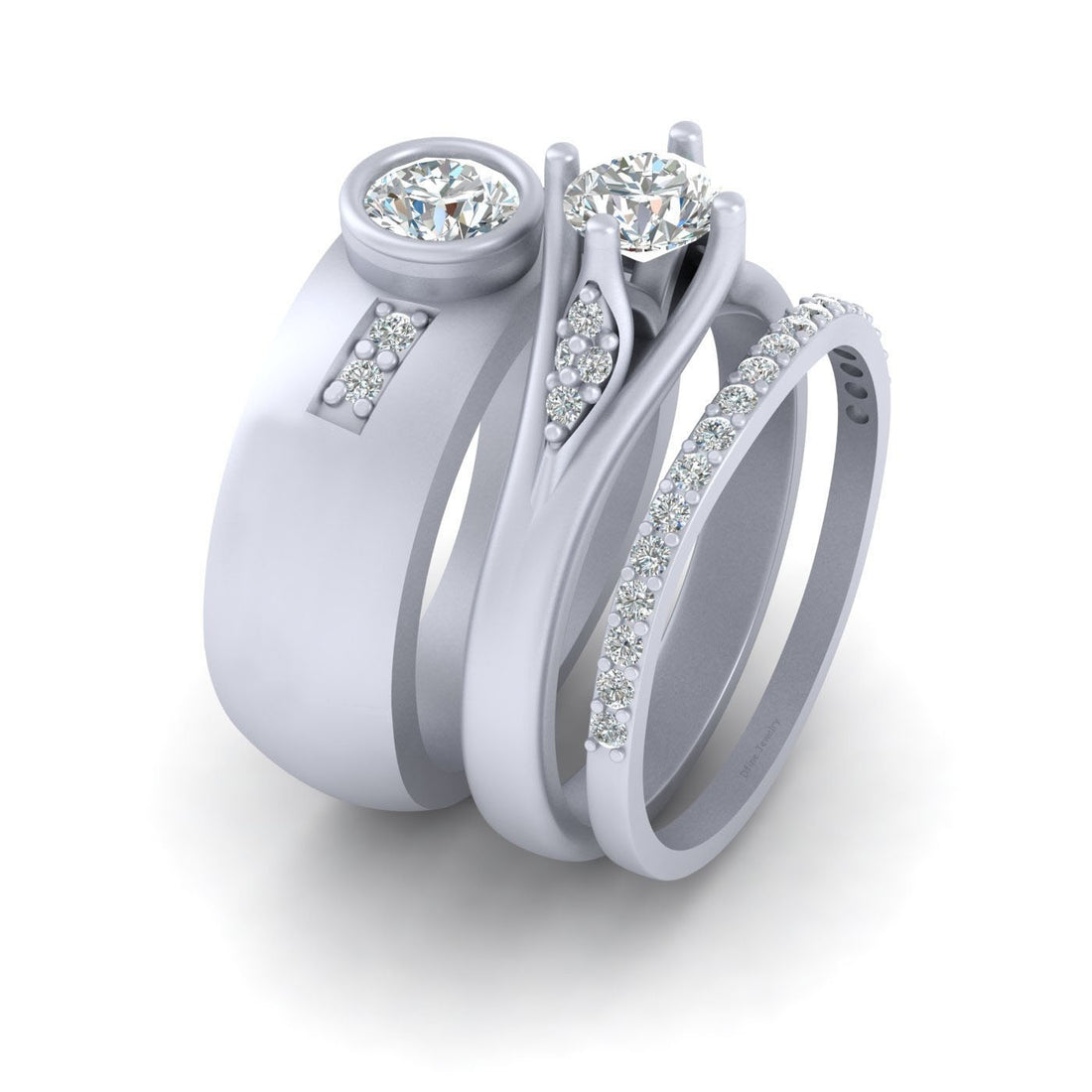 Diamond Wedding Ring Band Set