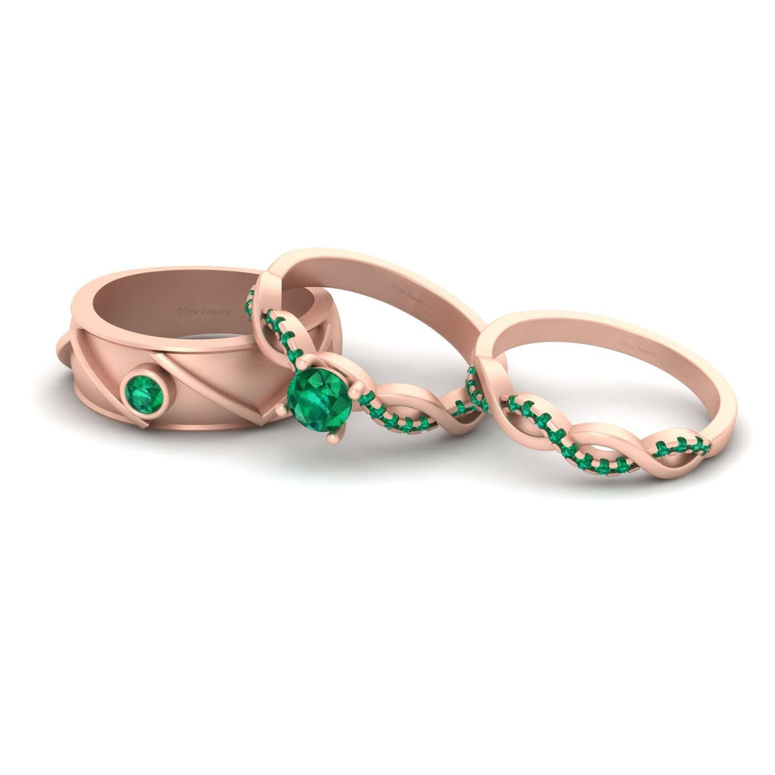 Twisted Engagement Rings Set