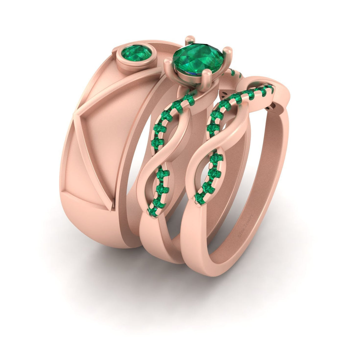 Twisted Engagement Rings Set