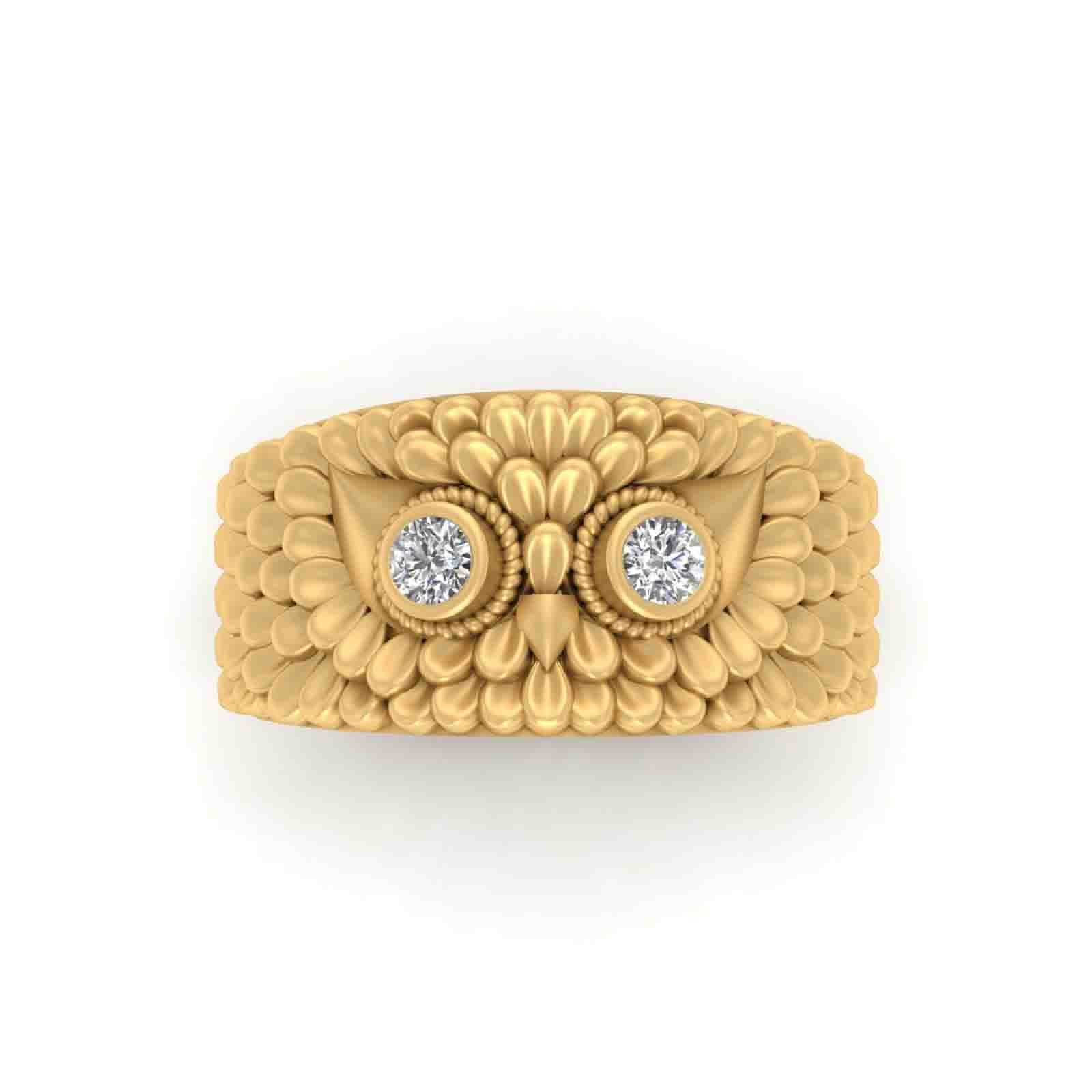 DIAMOND EYES OWL WEDDING BAND