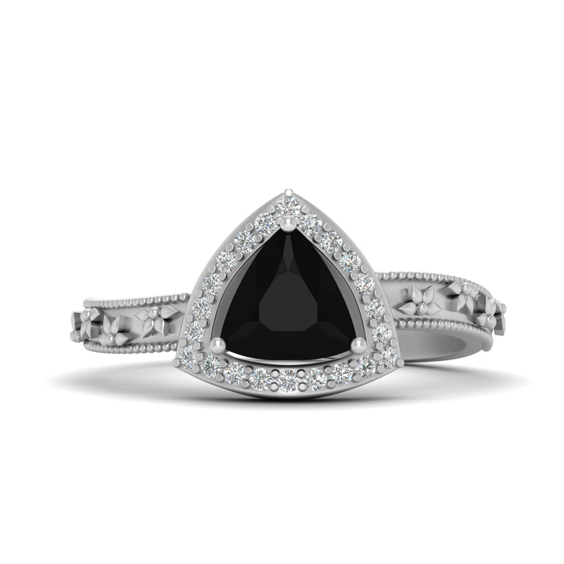 TRILLION CUT ONYX ENGAGEMENT RING