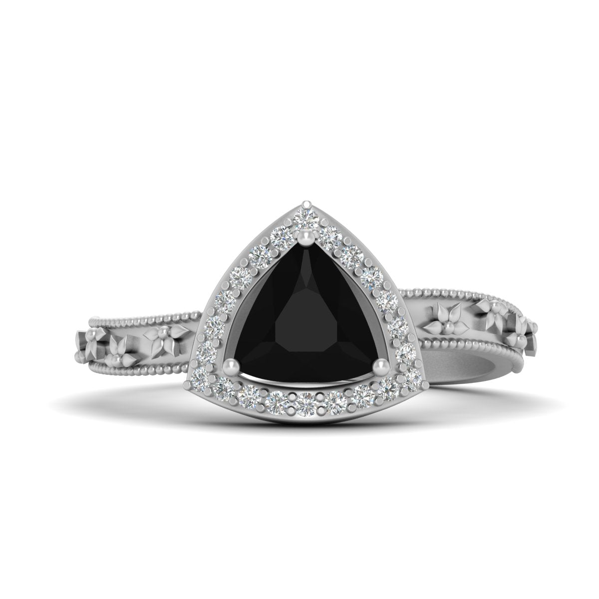 TRILLION CUT ONYX ENGAGEMENT RING