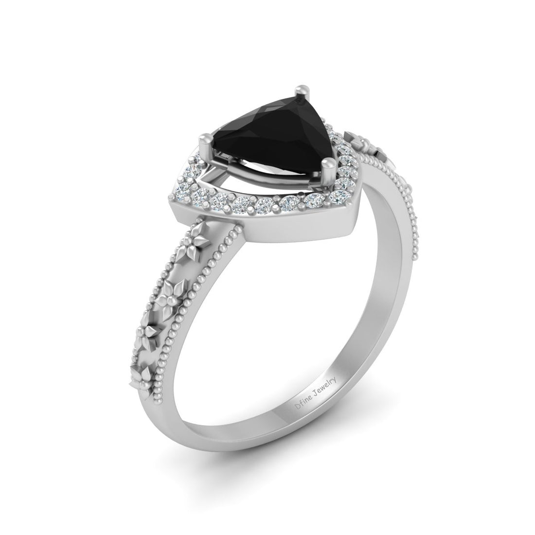 TRILLION CUT ONYX ENGAGEMENT RING