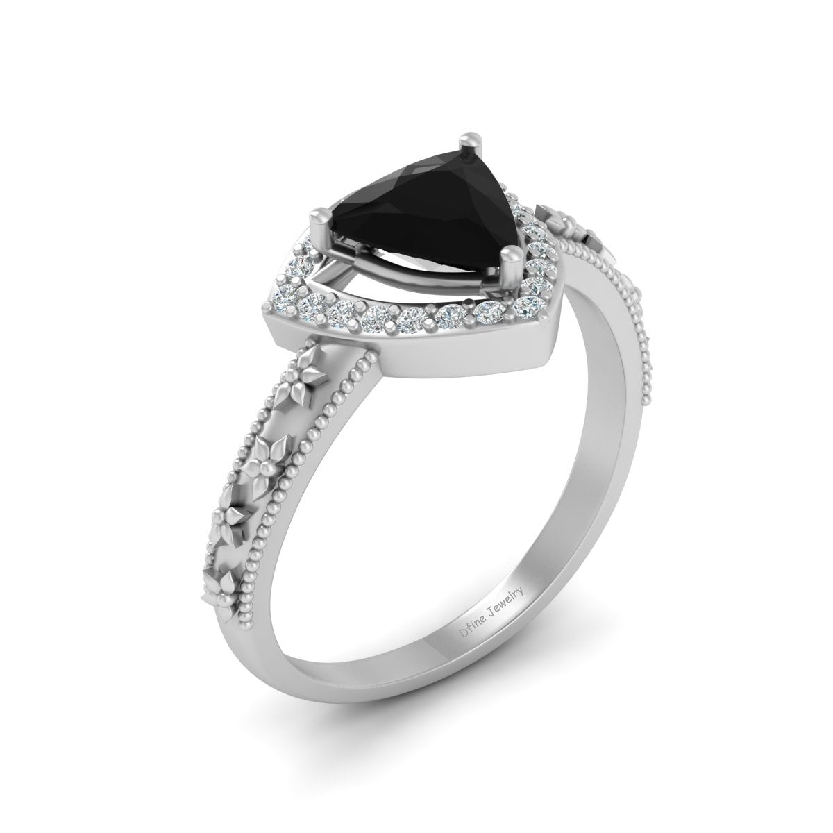 TRILLION CUT ONYX ENGAGEMENT RING