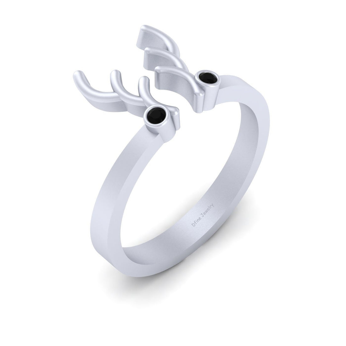SILVER ANTLER HORN RING
