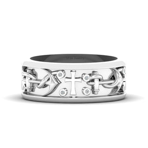 Cross Anchor Wedding Band Mens Ship Anchor Holy Cross Band