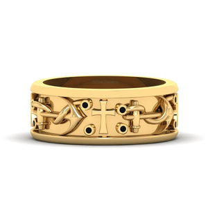 Nautical Anchor Wedding Band Christian Holy Cross Band Mens