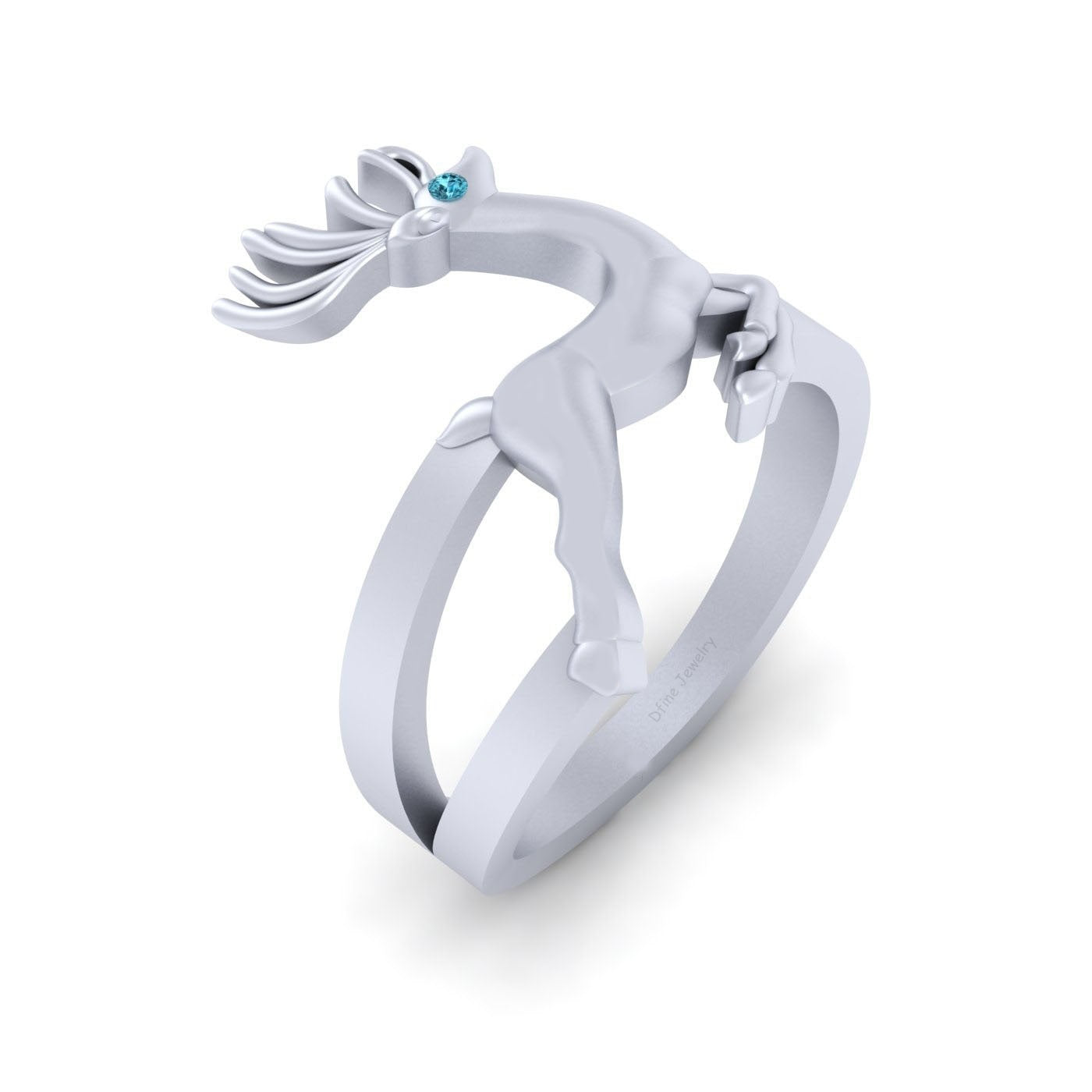 AQUA DIAMOND REINDEER RING