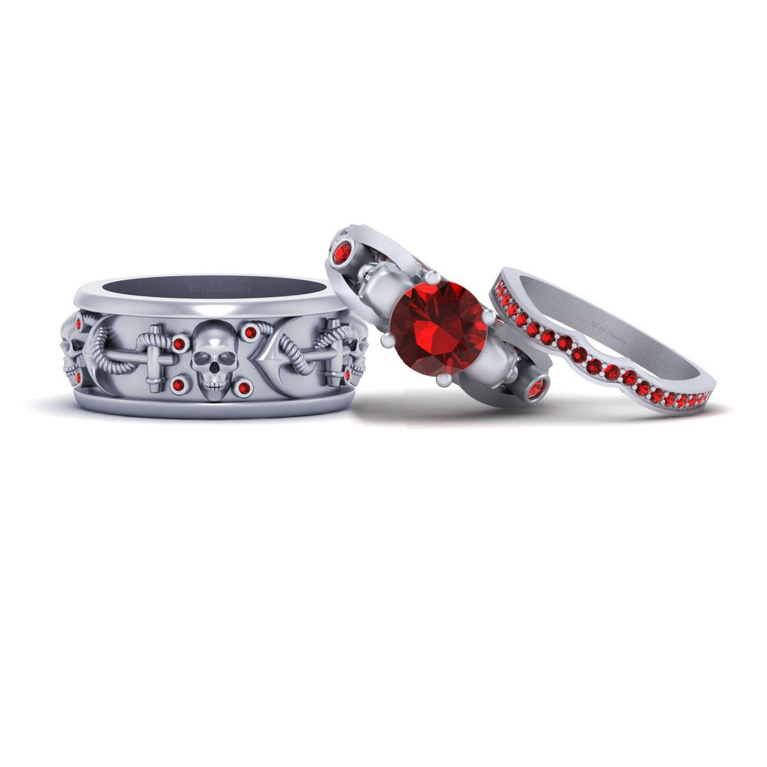 Skull Anchor Wedding Ring Set