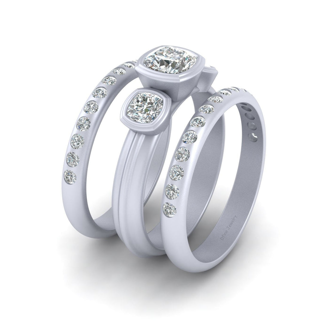 THREE STONE WEDDING SET