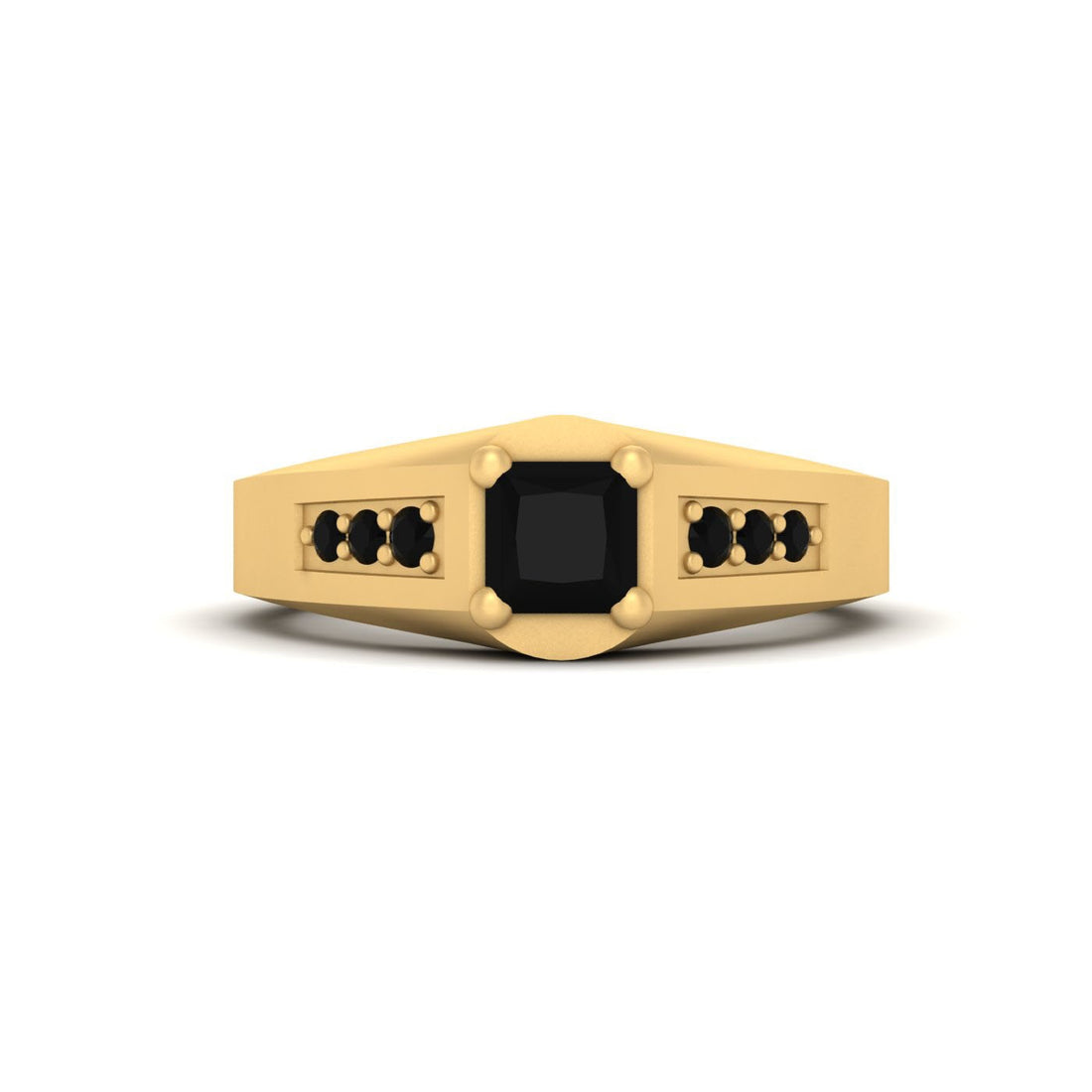BLACK ONYX WEDDING BAND GOLD
