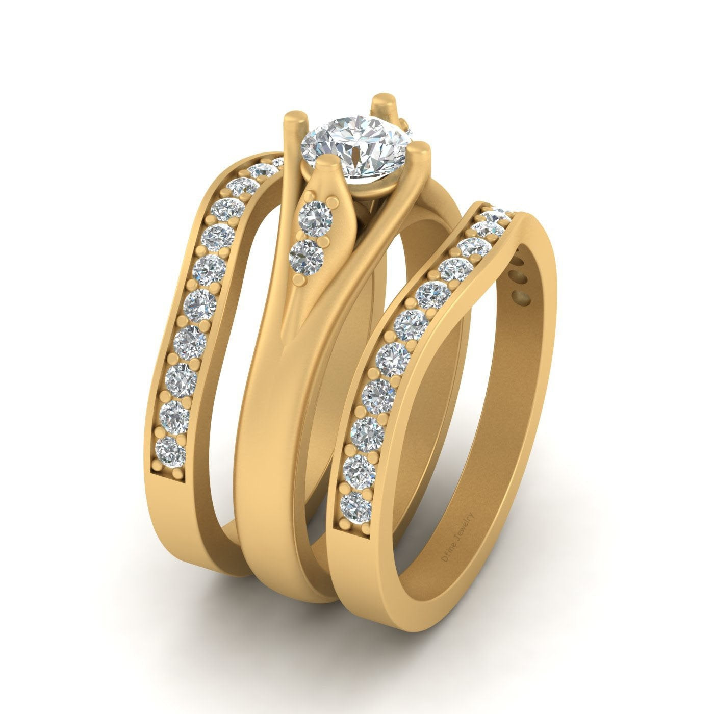 ROUND MOISSANITE WEDDING RING SET