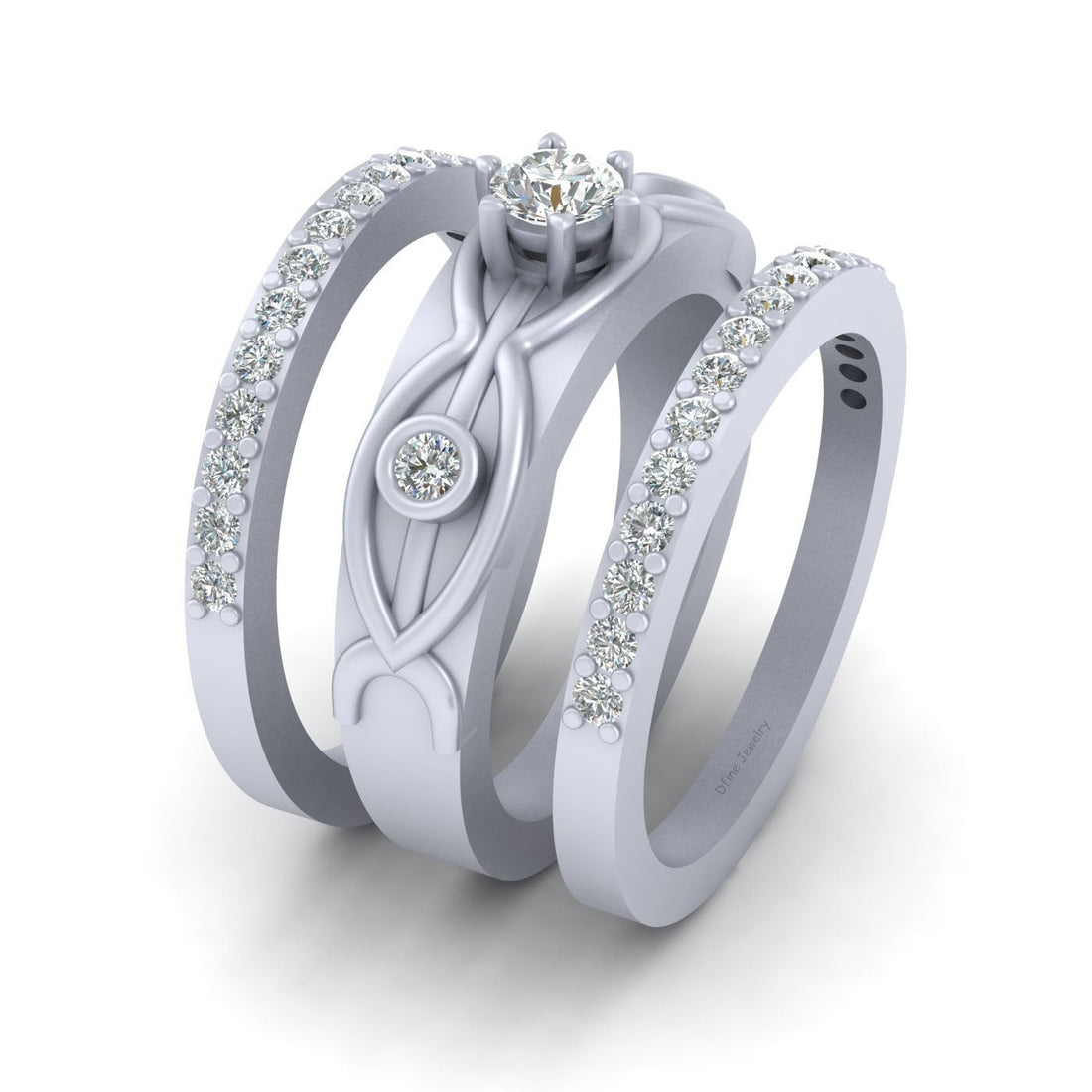 WHITE GOLD WEDDING RING SET