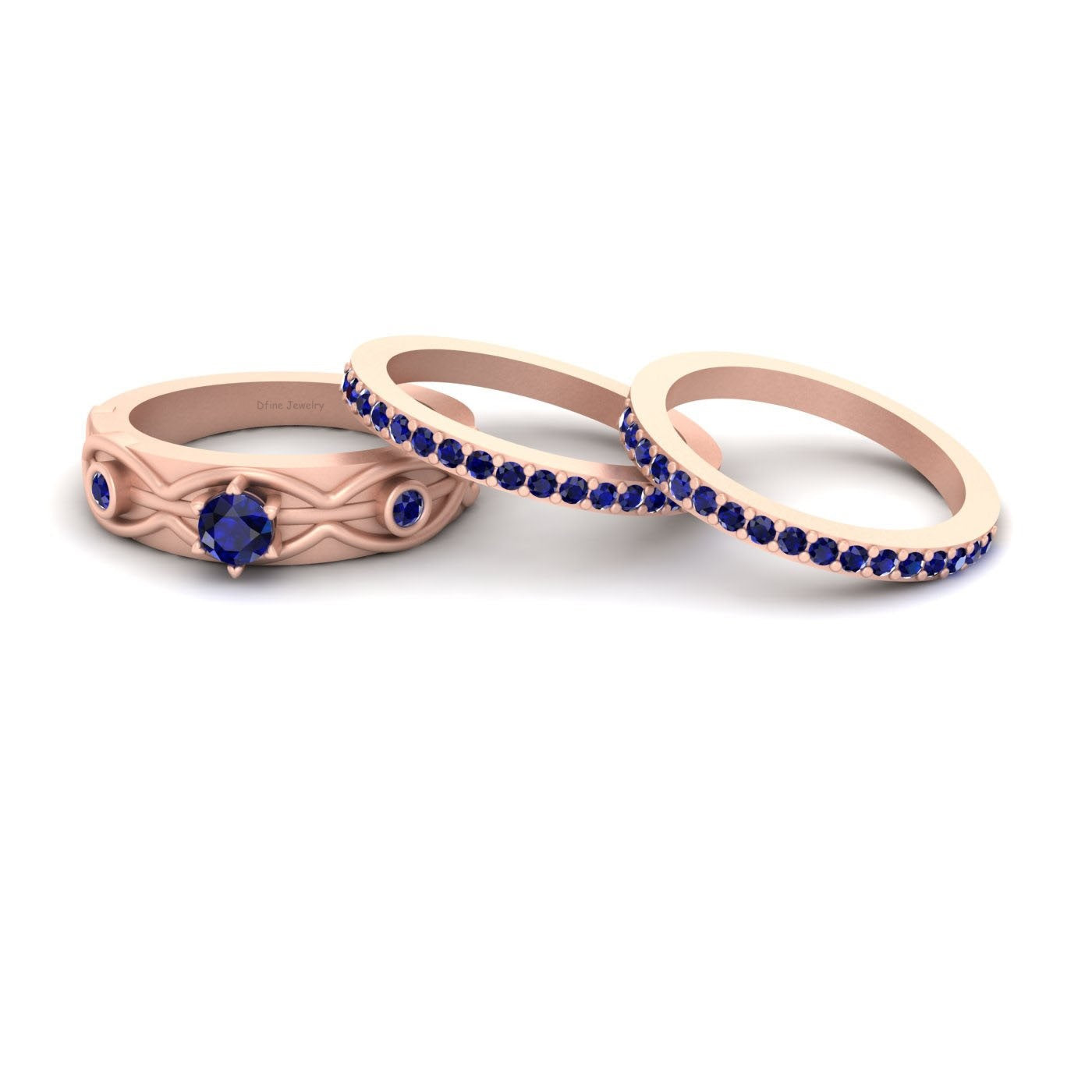 SAPPHIRE BRIDAL WEDDING RING SET
