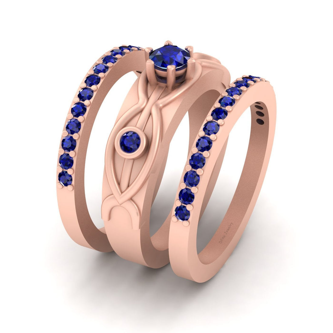 SAPPHIRE BRIDAL WEDDING RING SET