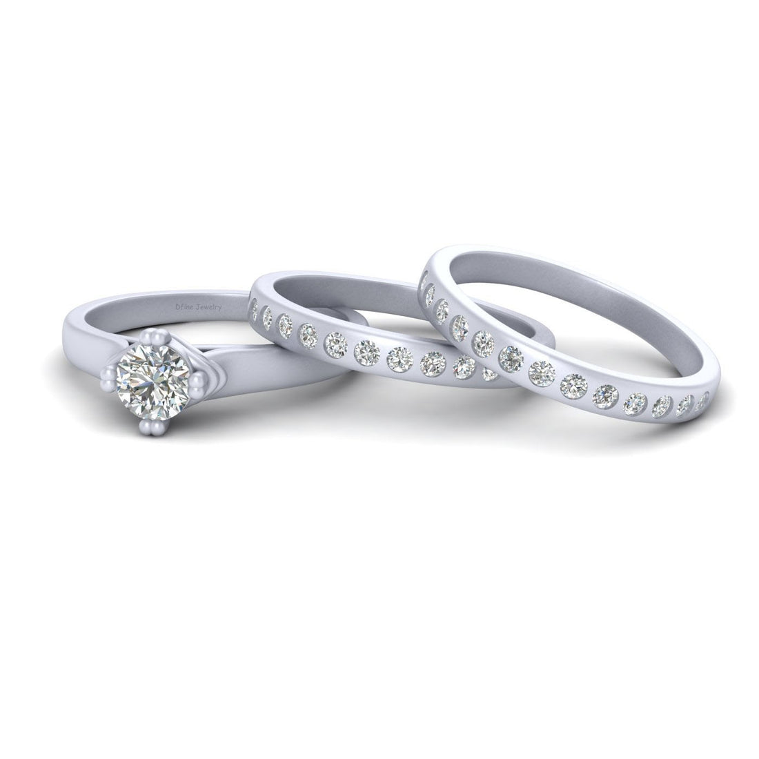 SOLITAIRE MOISSANITE ENGAGEMENT RING SET