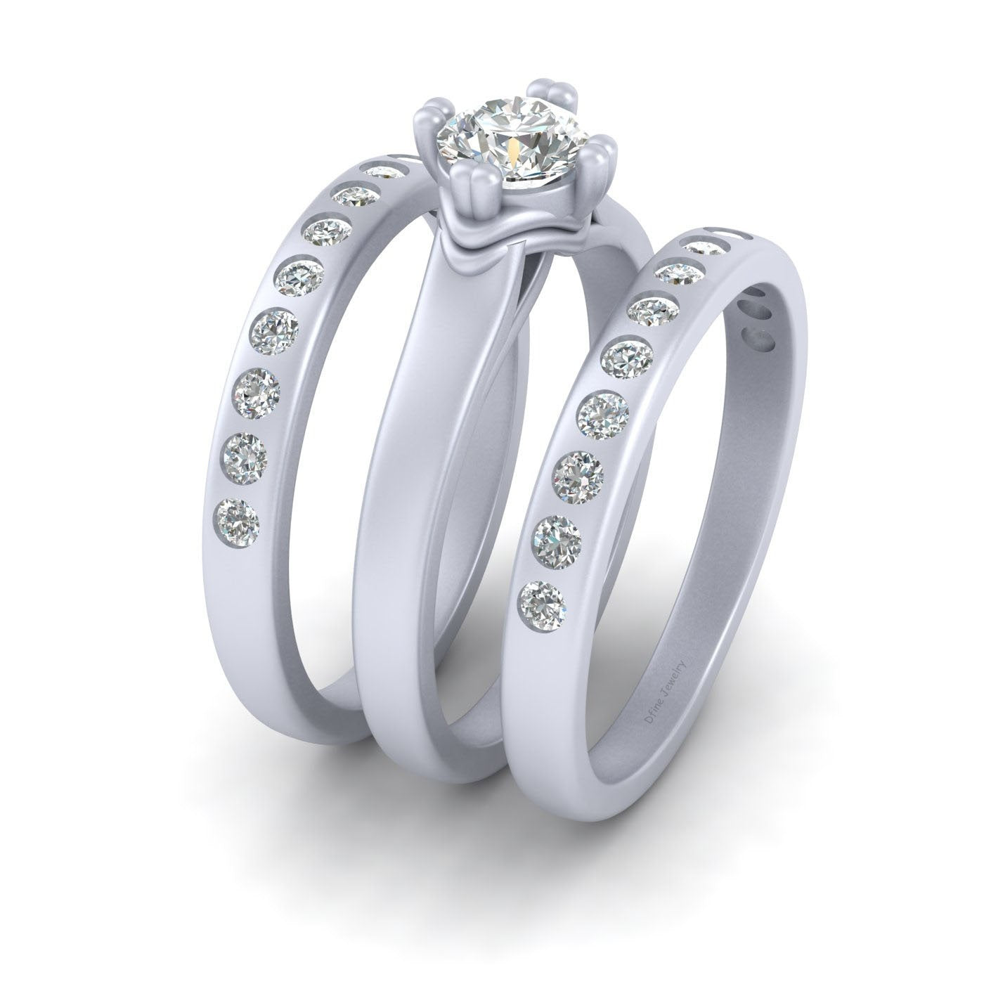 SOLITAIRE MOISSANITE ENGAGEMENT RING SET