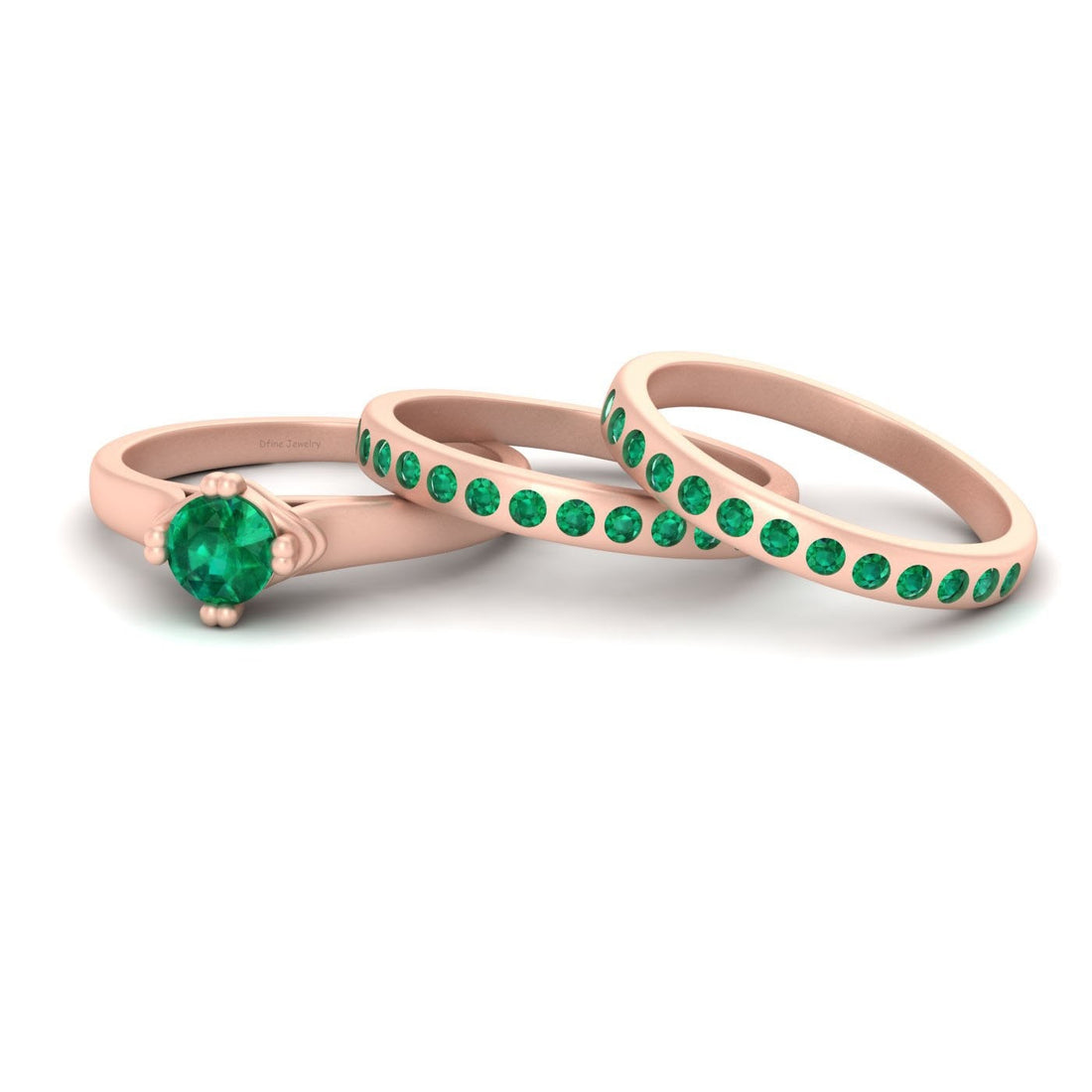 ROSE GOLD BRIDAL WEDDING RING SET