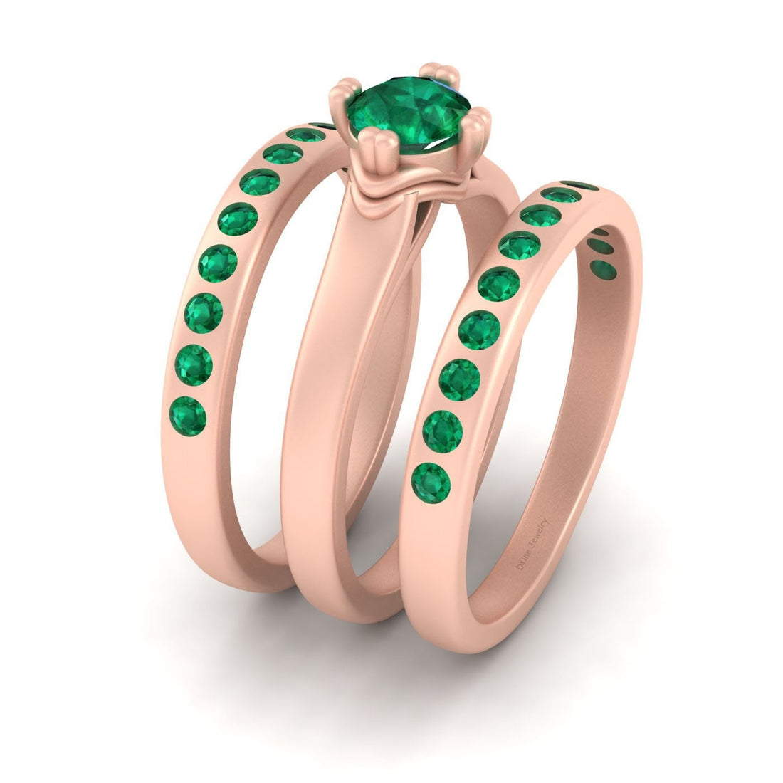 ROSE GOLD BRIDAL WEDDING RING SET