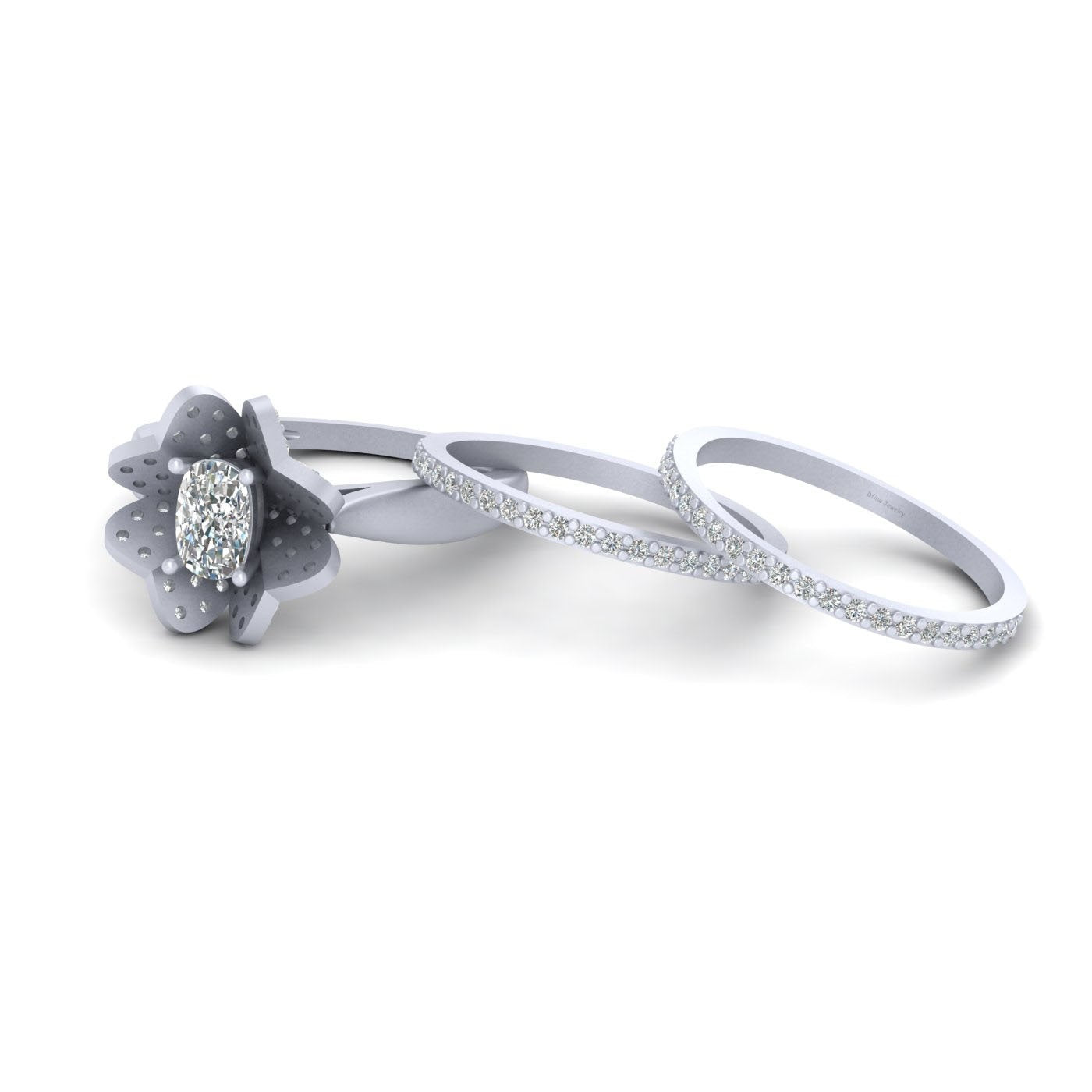 CUSHION DIAMOND ENGAGEMENT RING SET