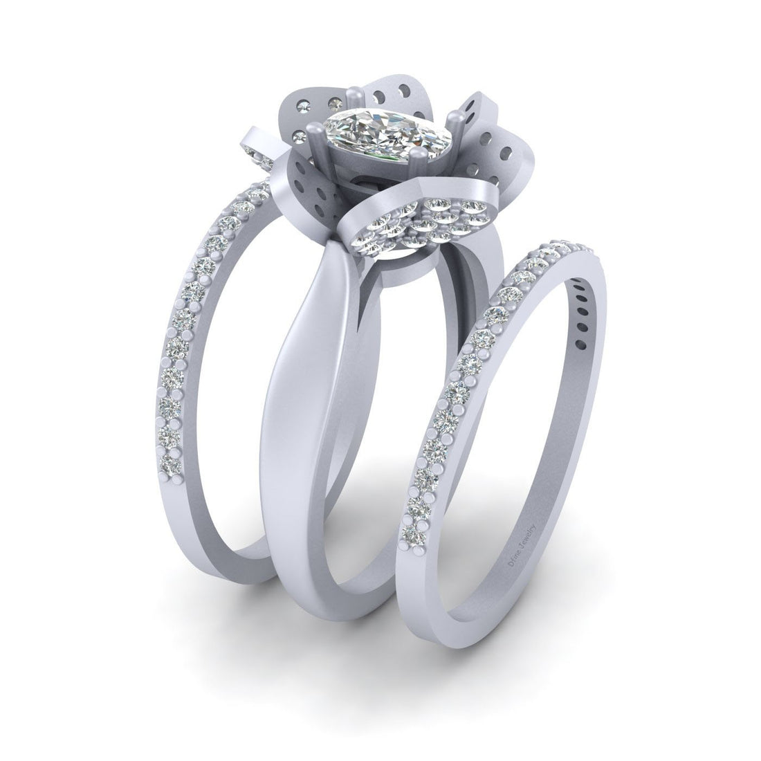 CUSHION DIAMOND ENGAGEMENT RING SET