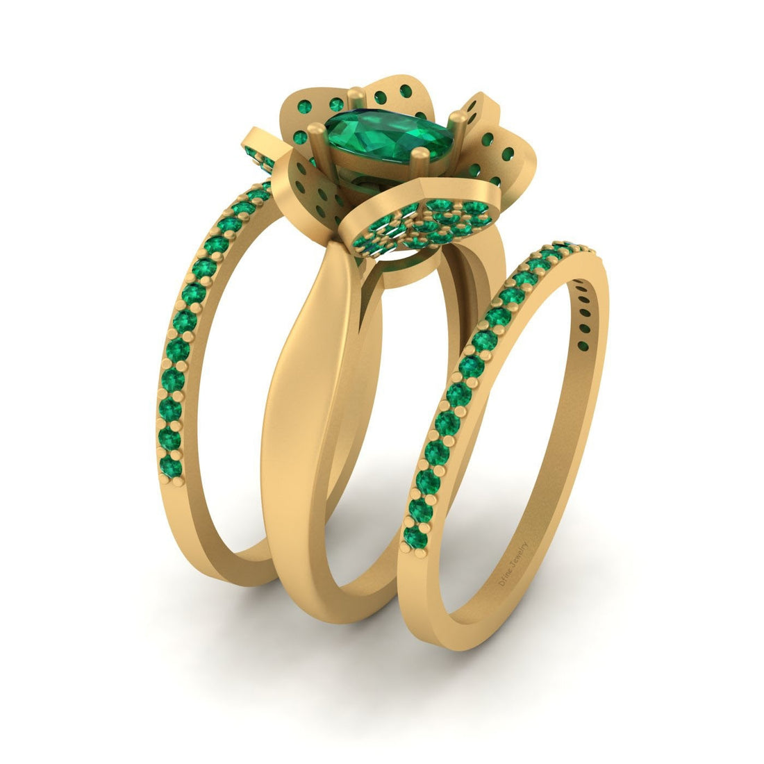 FLOWER ENGAGEMENT RING BAND SET