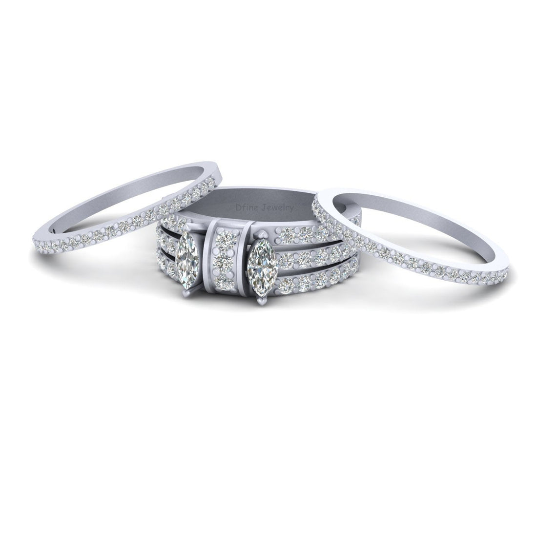 SIMULATED DIAMOND WEDDING RING SET