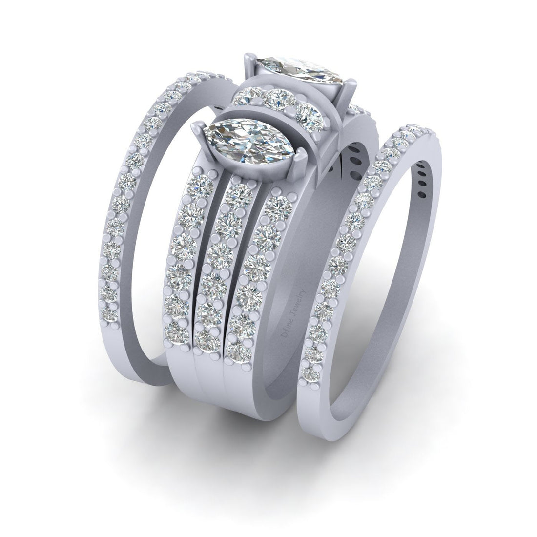 SIMULATED DIAMOND WEDDING RING SET