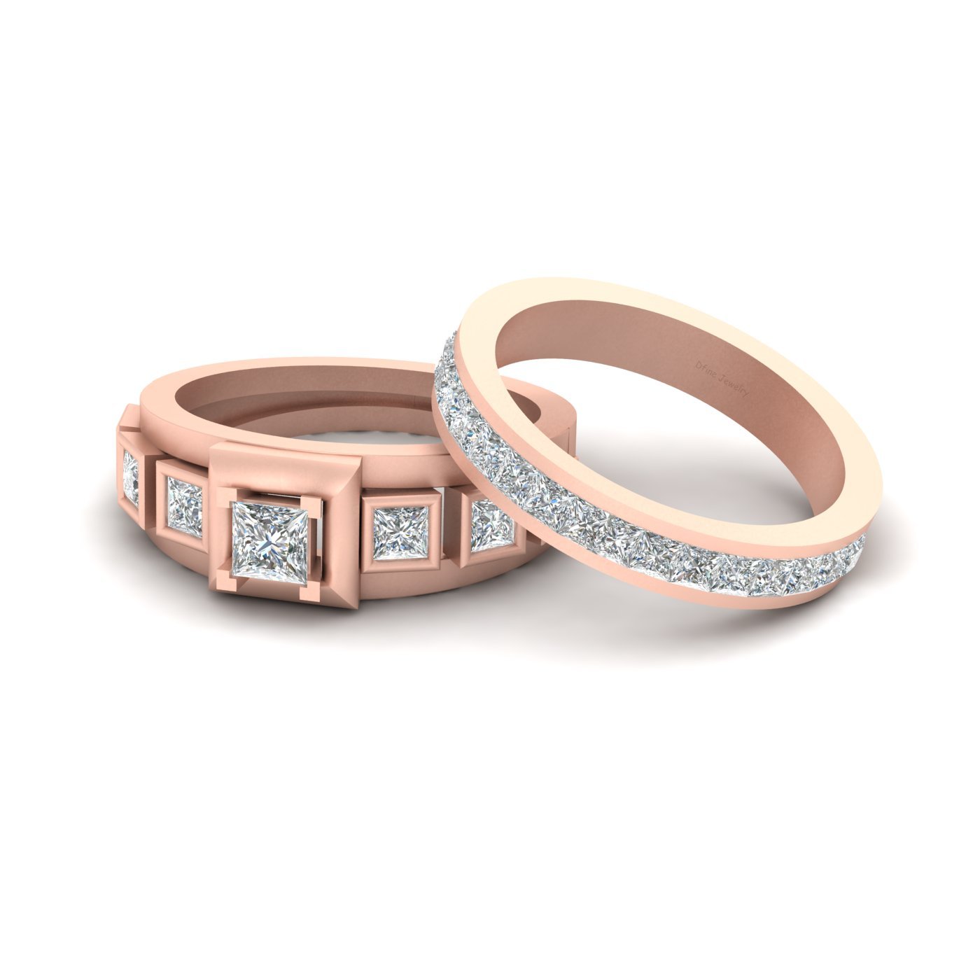DIAMOND ENGAGEMENT RING SET ROSE GOLD