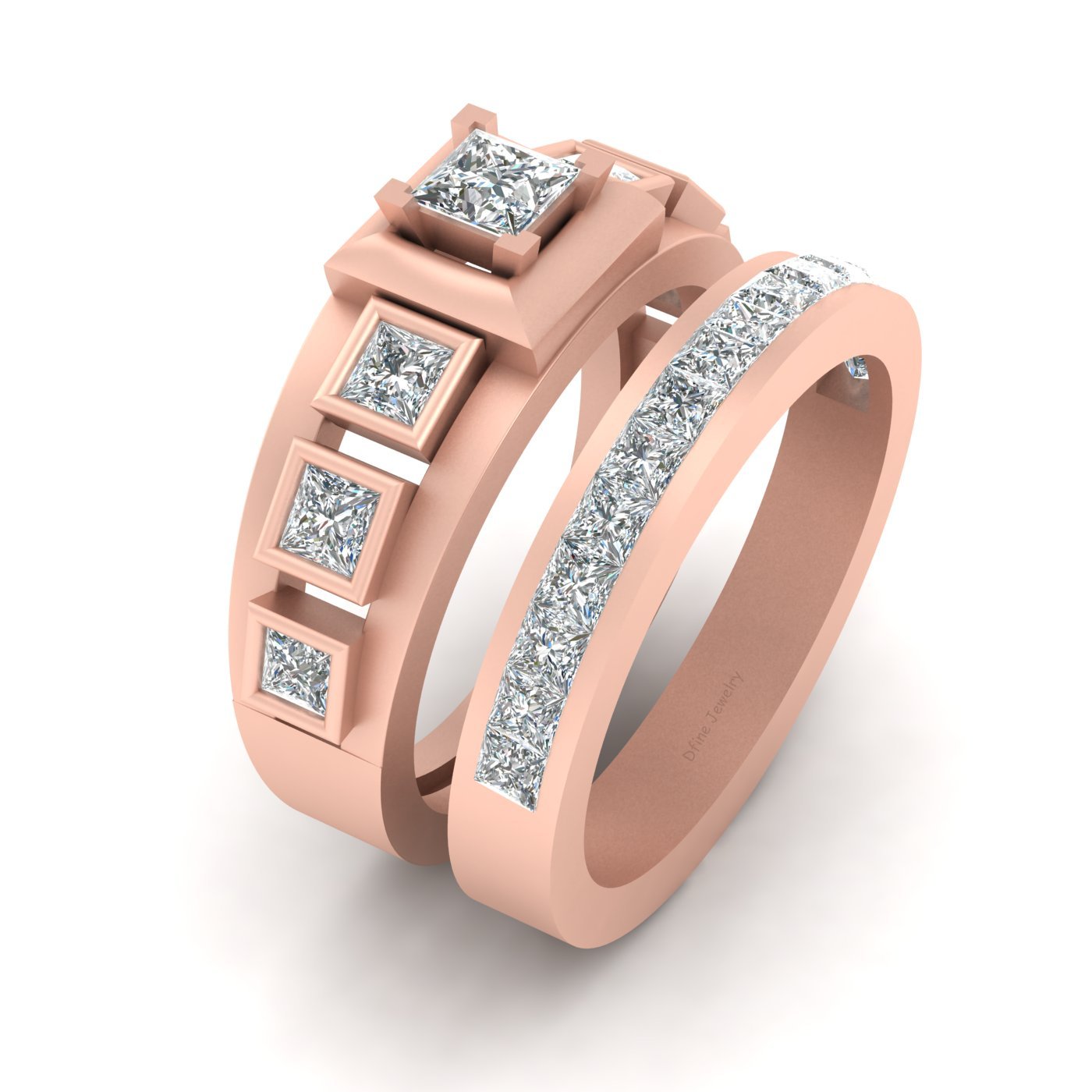 DIAMOND ENGAGEMENT RING SET ROSE GOLD