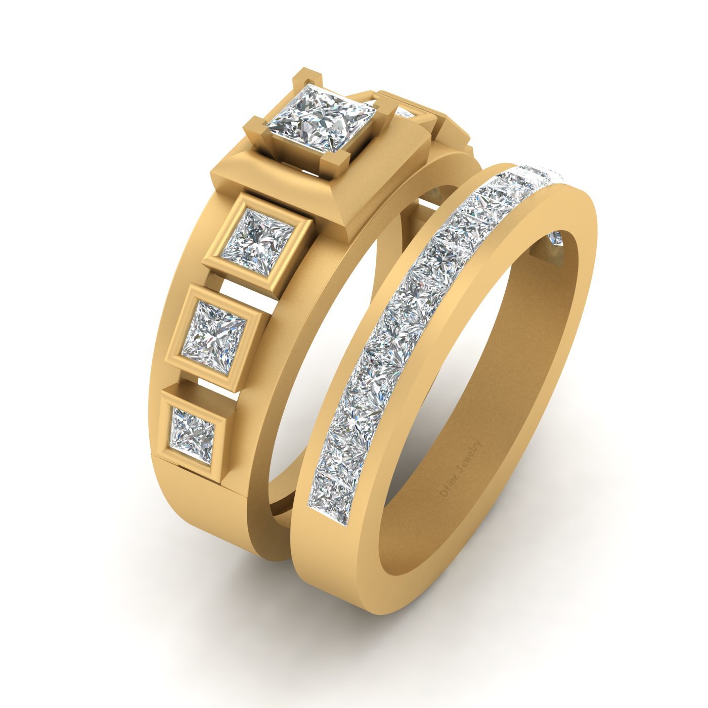 DIAMOND ENGAGEMENT RING SET ROSE GOLD