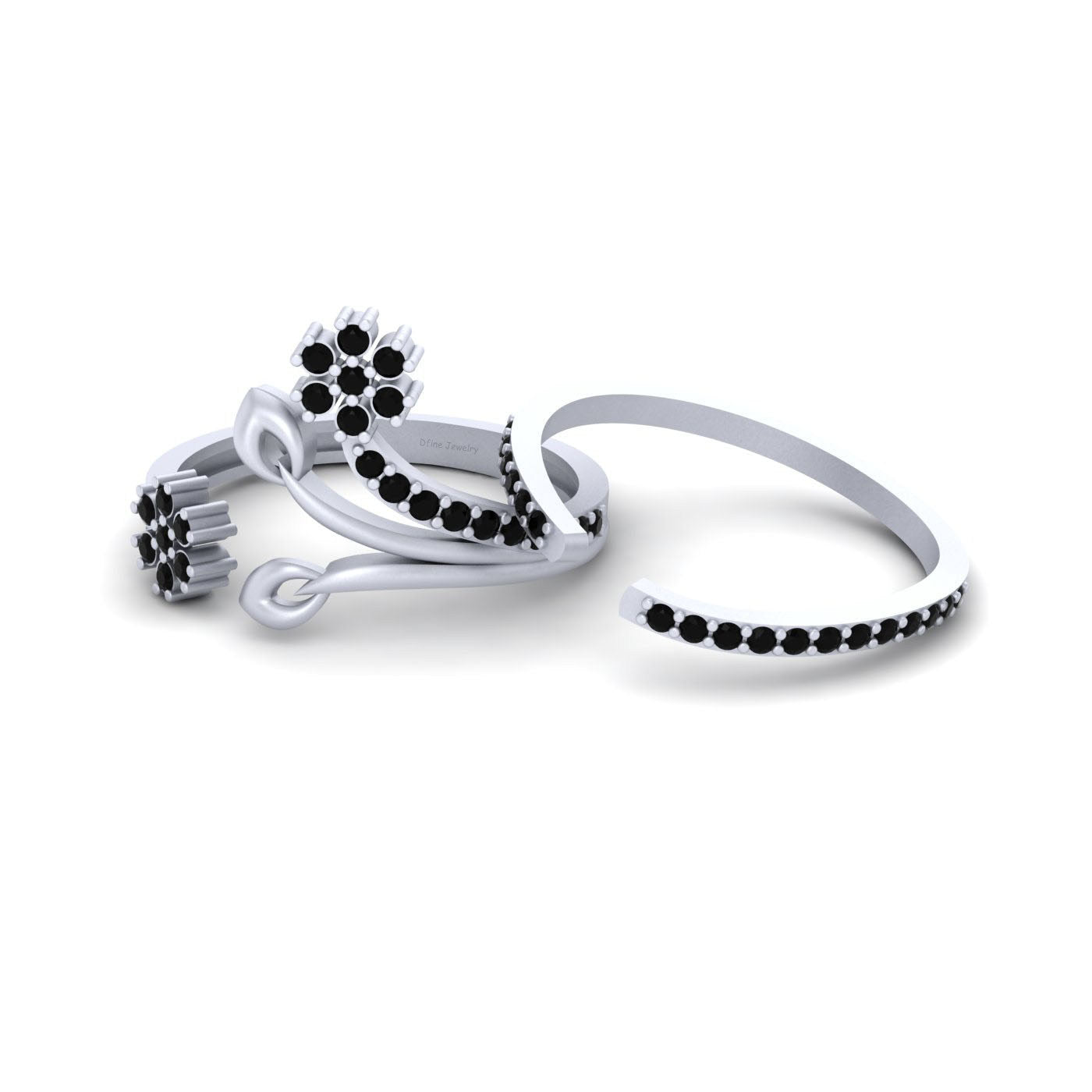 FLORAL WEDDING RING SET ADJUSTABLE