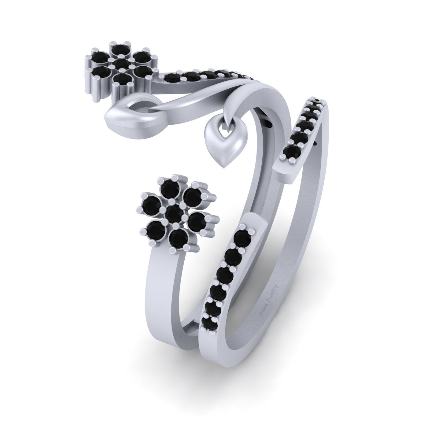 FLORAL WEDDING RING SET ADJUSTABLE